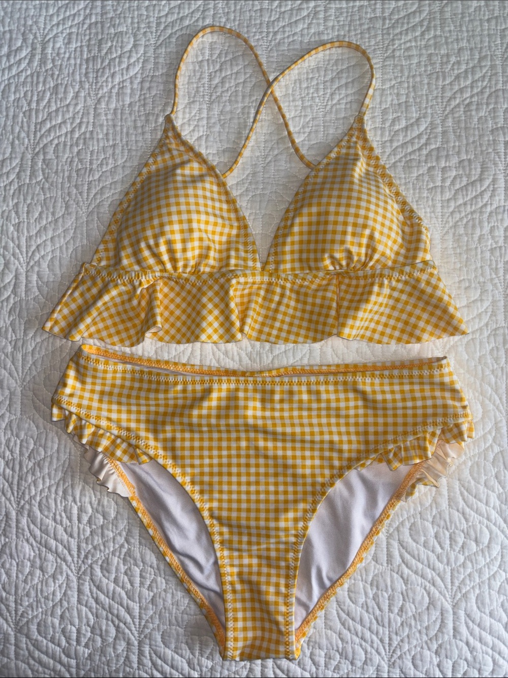 Gingham Bikini Set Yellow XL